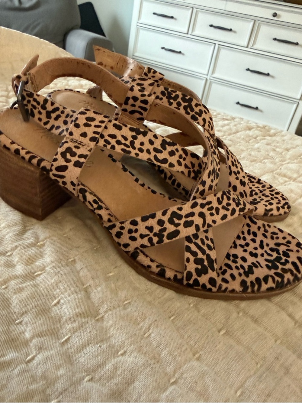 Madewell Leopard Print Strappy Block Heels